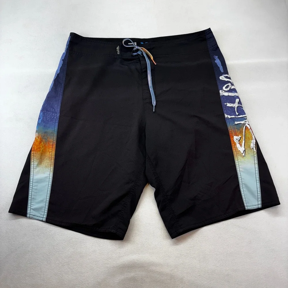 Salt Life Mens Board Shorts Black Sunset Fade Swim Trunks Size 36 Fishing Trunks